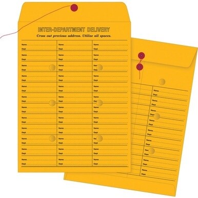 Quality Park 10 x 13 Double Sided Inter-Departmental Envelope - Inter-department - 10&quot; Width x 13&quot; Length - 28 lb - String/Button - Kraft - 100 / Box - Brown Kraft