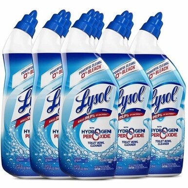 Lysol Hydrogen Peroxide Toilet Cleaner - 24 fl oz (0.8 quart) - Ocean Fresh Scent - 9 / Carton - Blue