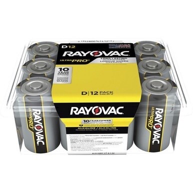 Rayovac Ultra Pro Alkaline D Batteries - For Multipurpose - D - 1.5 V DC - 12 / Pack