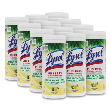 Disinfecting Wipes II Fresh Citrus, 1-Ply, 7 x 7.25, White, 30 Wipes/Canister, 12 Canisters/Carton