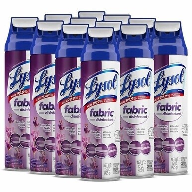 Lysol Fabric Disinfectant Spray - 15 fl oz (0.5 quart) - Lavender Fields Scent - 12 / Carton - Clear