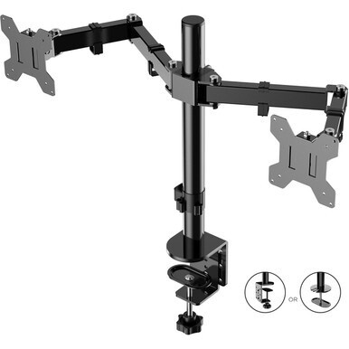 Rocelco RDM2 Desk Mount for LCD Monitor, LED Monitor, Display Stand - Height Adjustable - 2 Display(s) Supported - 13&quot; to 27&quot; Screen Support - 35.27 lb Load Capacity - 75 x 75, 100 x 100 - VESA Mount 