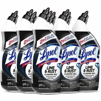 Lysol Lime/Rust Toilet Bowl Cleaner - 24 fl oz (0.8 quart) - Atlantic Fresh Scent - 9 / Carton - Blue