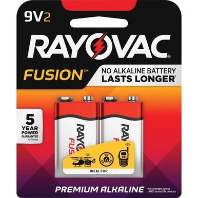 Rayovac 9-Volt Fusion Advanced Alkaline Batteries - For Multipurpose - 9 V DC - 2 / Pack