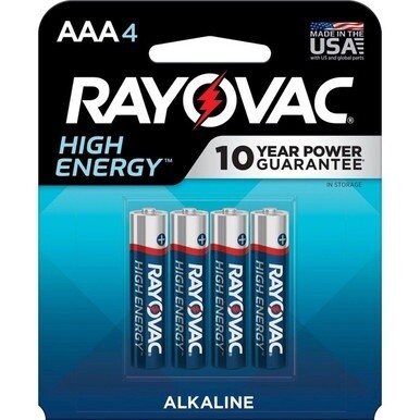 Rayovac High Energy Alkaline AAA Batteries - For Flashlight, Remote Control, Mouse - AAA - 4 / Pack