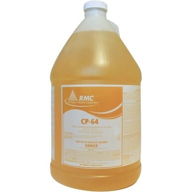 RMC CP-64 Hospital Disinfectant - Concentrate - 128 fl oz (4 quart) - Fresh Lemon Scent - 4 / Carton - Yellow