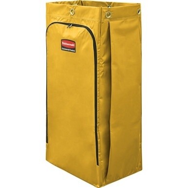 Rubbermaid Commercial 34 Gal Vinyl Bag for High Capacity Janitorial Cleaning Carts, Yellow - 34 gal Capacity - 10.50&quot; Width x 16.80&quot; Length - Zipper Closure - Yellow - Vinyl - 1Each - Janitorial Cart