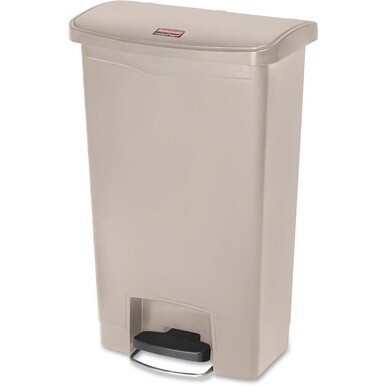 Rubbermaid Commercial Slim Jim 13G Front Step Container - 13 gal Capacity - 28.3&quot; Height x 11.5&quot; Width - Resin, Plastic, Poly - Beige - 1 Each