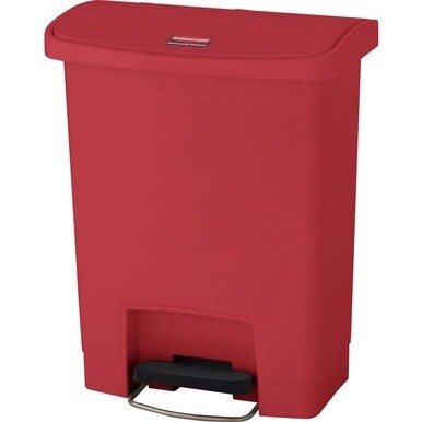 Rubbermaid Commercial Slim Jim 8-gal Step-On Container - Step-on Opening - Hinged Lid - 8 gal Capacity - Manual - Durable, Foot Pedal, Easy to Clean - 21.1&quot; Height x 10.6&quot; Width - Plastic, Resin - Red