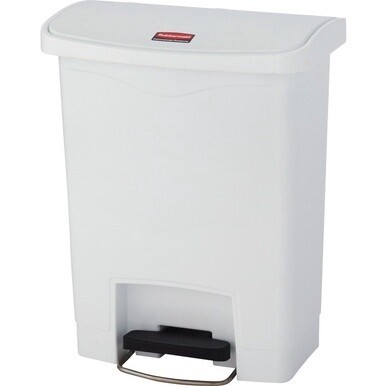Rubbermaid Commercial Slim Jim 8-gal Step-On Container - Step-on Opening - Hinged Lid - 8 gal Capacity - Manual - Durable, Foot Pedal, Easy to Clean - 21.1&quot; Height x 10.6&quot; Width - Plastic, Resin - Whi