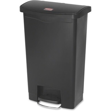 Rubbermaid Commercial Slim Jim Black 13G Front Step Can - 13 gal Capacity - 28.3&quot; Height x 11.5&quot; Width - Resin, Plastic, Poly - Black - 1 Each