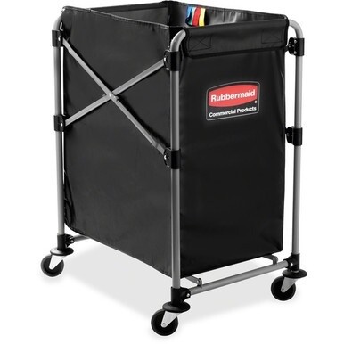 Rubbermaid Commercial 4-Bushel Collapsible X-Cart - 220 lb Capacity - 24.1&quot; Length x 20.3&quot; Width x 24&quot; Height - Stainless Steel Frame - Black - 1 Each