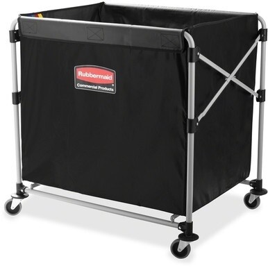 Rubbermaid Commercial 8-Bushel Collapsible X-Cart - 220 lb Capacity - 35.7&quot; Length x 24.1&quot; Width x 34.6&quot; Height - Stainless Steel Frame - Black - 1 Each