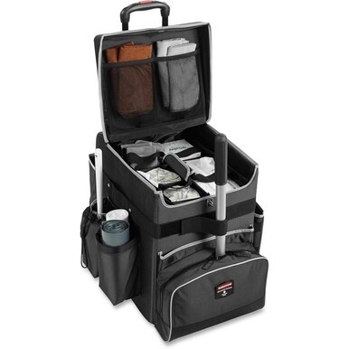Rubbermaid Commercial Medium Executive Quick Cart - Telescopic Handle - 40 lb Capacity - Aluminum, Polyester, Teflon, Polypropylene - 16.5&quot; Length x 14.3&quot; Width x 21&quot; Height - Dark Gray - 1 Each