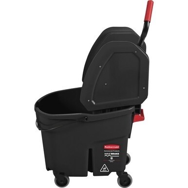 Rubbermaid Commercial WaveBrake Down Press Mop Bucket - 35 quart - Splash Resistant, Durable, Caster - 27.4&quot; x 16.1&quot; - Tubular Steel - Black - 1 / Carton