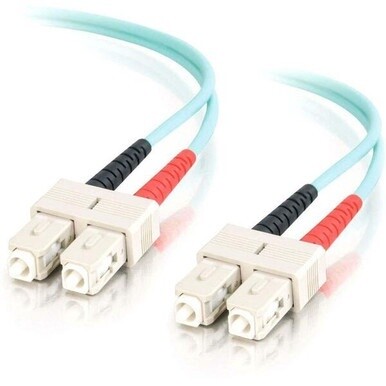 C2G-1m SC-SC 10Gb 50/125 OM3 Duplex Multimode PVC Fiber Optic Cable - Aqua - Fiber Optic for Network Device - SC Male - SC Male - 10Gb - 50/125 - Duplex Multimode - OM3 - 10GBase-SR, 10GBase-LRM - 1m 