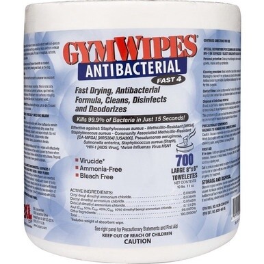 2XL GymWipes Antibacterial Towelettes Bucket Refill - 6&quot; x 8&quot; - White - Alcohol-free, Bleach-free, Disposable, Absorbent, Anti-bacterial, Hygienic, Disinfectant, Phenol-free - For Multi Surface - 700 