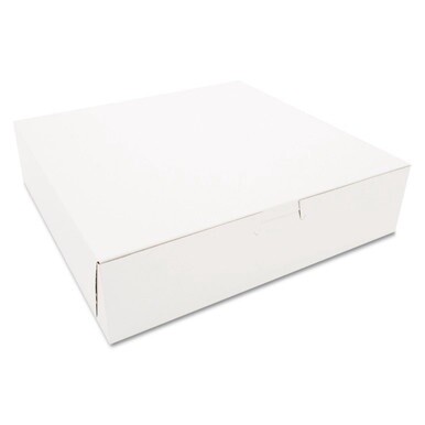 White One-Piece Non-Window Bakery Boxes, 10 x 10 x 2.5, White, Paper, 250/Carton