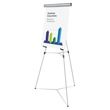 Heavy-Duty Adjustable Presentation Easel, 69&quot; Maximum Height, Metal, Silver