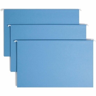 Smead Colored 1/5 Tab Cut Legal Recycled Hanging Folder - 8 1/2&quot; x 14&quot; - Top Tab Location - Assorted Position Tab Position - Vinyl - Blue - 10% Recycled - 25 / Box