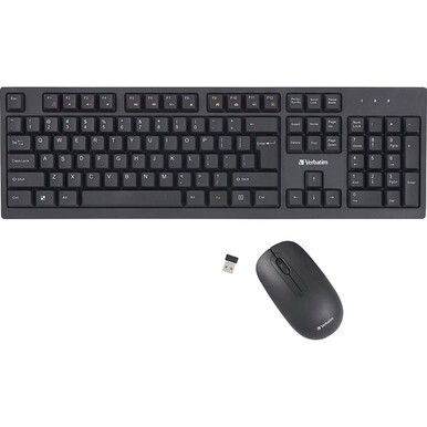 Verbatim Wireless Keyboard and Mouse - USB Type A Wireless Bluetooth 2.40 GHz Keyboard - USB Type A Wireless Mouse - Optical - 1000 dpi - 3 Button - Multimedia Hot Key(s) - Symmetrical - AA, AAA - Com
