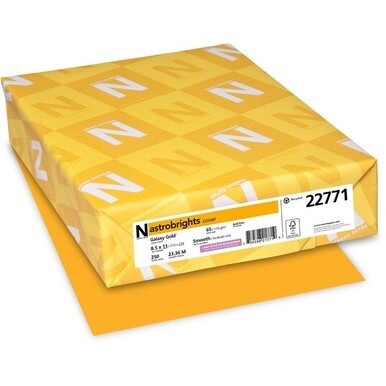 Astrobrights Colored Cardstock - Gold - Letter - 8 1/2&quot; x 11&quot; - 65 lb Basis Weight - 250 / Pack - Green Seal - Durable, Heavyweight, Acid-free, Lignin-free, Chlorine-free - Galaxy Gold