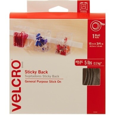VELCRO&amp;reg; 90082 General Purpose Sticky Back - 15 ft Length x 0.75&quot; Width - For Mount Picture/Poster, Multi Surface - 1 / Roll - White