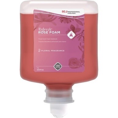 SC Johnson Manual Refill Refresh Rose Handwash - Rose ScentFor - 33.8 fl oz (1000 mL) - Cartridge Dispenser - Dirt Remover, Kill Germs - Skin, Washroom, Hand - Moisturizing - Pink - Anti-irritant - 6 