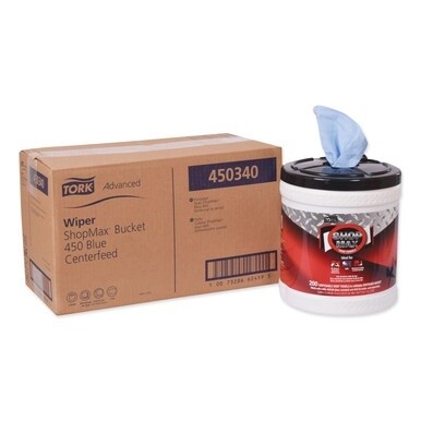 Advanced ShopMax Wiper 450, 8.5 x 10, Blue, 200/Bucket, 2 Buckets/Carton