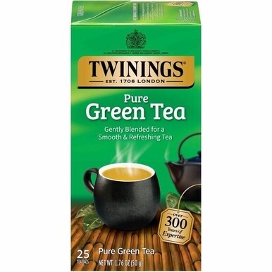 Twinings of London 100% Natural Green Tea Bag - 25 Cup - 25 / Box