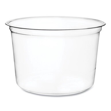 Round Deli Pots, 16 oz, 4.6 Diameter x 3&quot;h, Clear, Plastic, 500/Carton