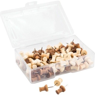 U Brands Wood Push Pins - 0.38&quot; Shank - 0.25&quot; Head - for Bulletin Board, Cubicle, Corkboard, Notice Board, Maps, Poster, Office, Classroom, Foam Board, Paper, Presentation Board, ... - Sturdy, Reusabl