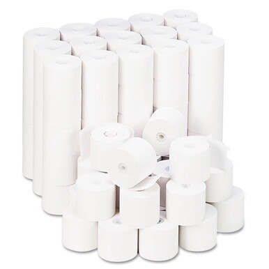 Impact and Inkjet Print Bond Paper Rolls, 0.5&quot; Core, 2.25&quot; x 165 ft, White, 100/Carton