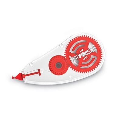 Correction Tape Dispenser, Non-Refillable, Transparent Red Applicator, 0.2&quot; x 315&quot;, 10/Pack