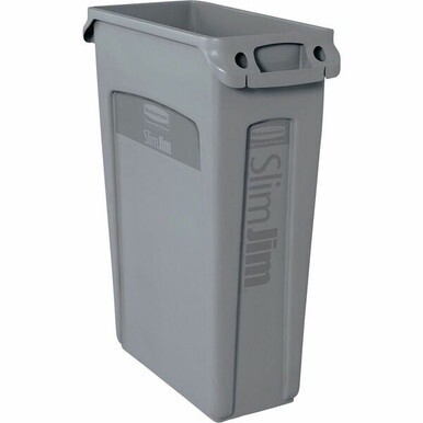 Rubbermaid Commercial Slim Jim 23-Gallon Vented Waste Container - 23 gal Capacity - Rectangular - Durable, Handle - 30&quot; Height x 11&quot; Width x 22&quot; Depth - Gray - 1 Each