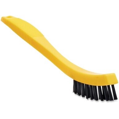 Rubbermaid Commercial Tile/Grout Brush - 0.80&quot; Plastic Bristle - 8.5&quot; Overall Length - 1 Each - Yellow, Black