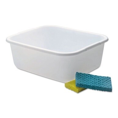 Microban Dishpan, 4.5 gal, 14.5&quot; x 12.5&quot; x 5.7&quot;, White, 6/Carton