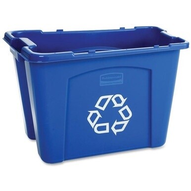 Rubbermaid Commercial 14-gallon Recycling Box - 14 gal Capacity - Rectangular - 14.8&quot; Height x 16&quot; Width x 21&quot; Depth - Polyethylene - Blue - 1 Each