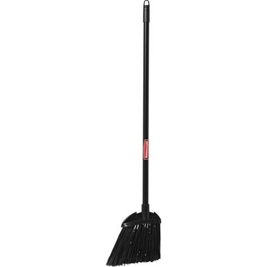 Rubbermaid Commercial Lobby Broom - 7.50&quot; Polypropylene Bristle - 28&quot; Handle Length - Black Metal, Metal Handle - 6 / Carton - Black