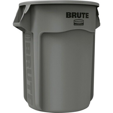 Rubbermaid Commercial Brute 55-Gallon Vented Containers - 55 gal Capacity - Round - Handle, Heavy Duty, Reinforced, UV Coated, Damage Resistant, Fade Resistant - 33&quot; Height x 26.4&quot; Diameter - Gray - 3