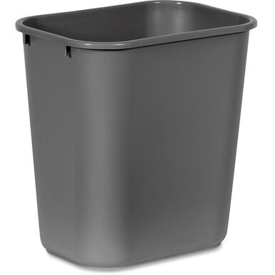 Rubbermaid Commercial 28 QT Medium Deskside Wastebaskets - 7 gal Capacity - Rectangular - Dent Resistant, Durable, Rust Resistant, Easy to Clean - 15&quot; Height x 10.5&quot; Width x 14.5&quot; Depth - Plastic - Gr