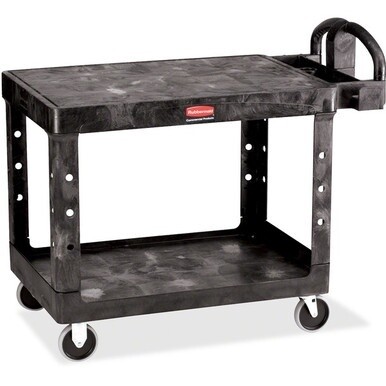 Rubbermaid Commercial 4525 HD 2-Shelf Utility Cart Flat Shelf (Med) - 2 Shelf - Push Handle Handle - 500 lb Capacity - 4 Casters - 5&quot; Caster Size - Foam, Resin, Polypropylene - 43.9&quot; Length x 25.9&quot; Wi