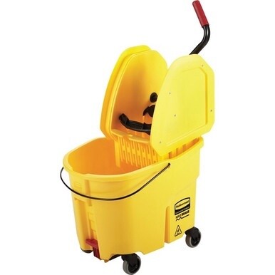 Rubbermaid Commercial WaveBrake Combo Mop Bucket - 35 quart - 36.5&quot; x 15.7&quot; - Tubular Steel, Plastic - Yellow - 1 Each