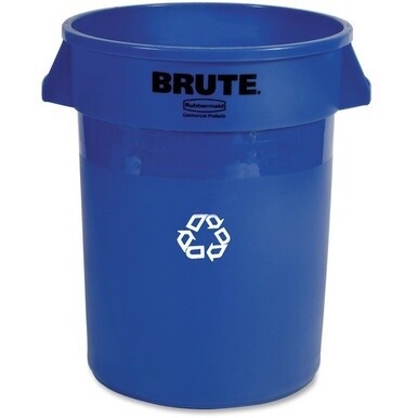 Rubbermaid Commercial Brute 32-Gallon Vented Recycling Container - 32 gal Capacity - Round - Handle, Heavy Duty, Reinforced, UV Coated, Damage Resistant, Warp Resistant, Peel Resistant - 27.3&quot; Height 