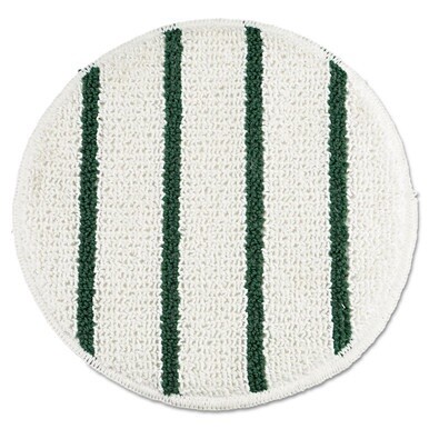 Low Profile Scrub-Strip Carpet Bonnet, 19" Diameter, White/Green