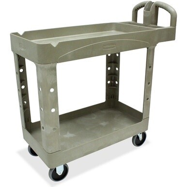Rubbermaid Commercial Two Shelf Service Cart - 2 Shelf - 500 lb Capacity - 4 Casters - 5&quot; Caster Size - x 39.5&quot; Width x 17.9&quot; Depth x 33.3&quot; Height - Beige - 1 Each