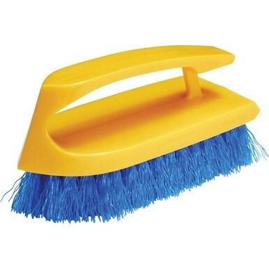 Rubbermaid Commercial Iron Handle Scrub Brush - Polypropylene Bristle - 6&quot; Brush Face - Plastic Handle - 12 / Carton - Navy, Yellow