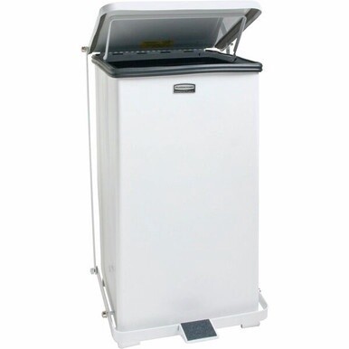 Rubbermaid Commercial Defenders Steel Step Cans - Waste Receptacle,Step,Steel,6.5 Gal,10.5&quot;x10.5&quot;x20.5&quot; ,WE