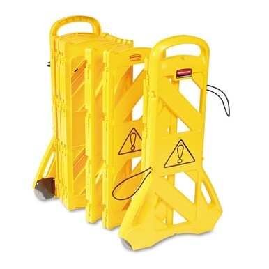 Portable Mobile Safety Barrier, Plastic, 13 ft x 40&quot;, Yellow