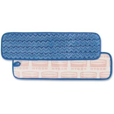 Rubbermaid Commercial Hygen 18&quot; Microfiber Wet Pad - 5.2&quot; Width x 18&quot; Length - MicroFiber - Blue - 12 / Carton